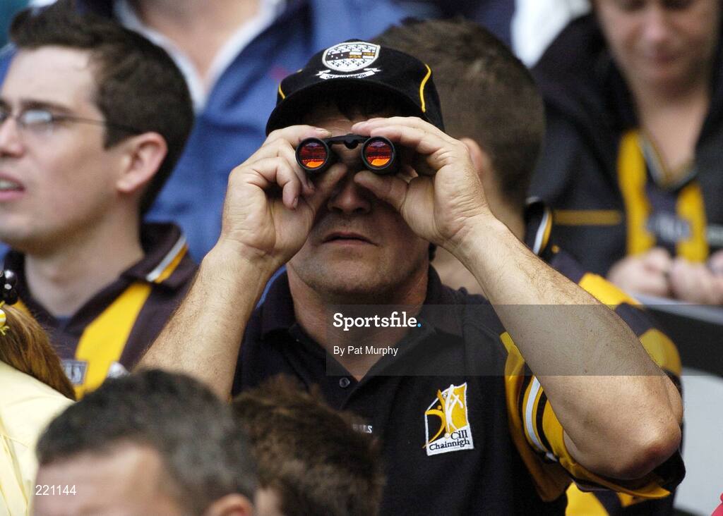3 September 2006; A Kilkenny supporter keeps a close eye on the game. Guinness All-Ireland Senior Hurling Championship Final, Cork v Kilkenny, Croke Park, Dublin. Picture credit: Pat Murphy / SPORTSFILE