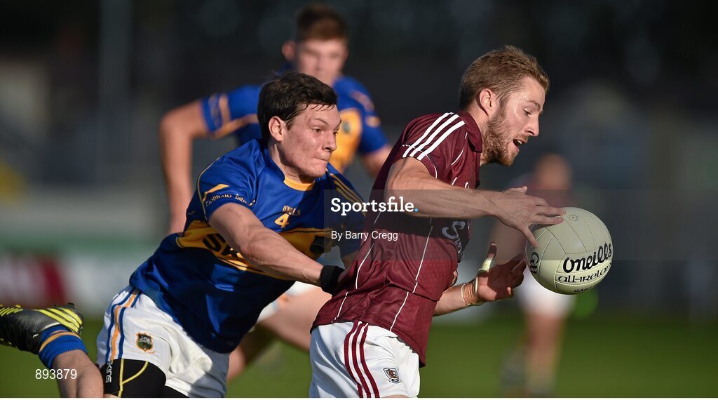 26 July 2014; Michael Lundy, Galway, in action against Ciarán McDonald, Tipperary. GAA Football All Ireland Senior Championship, Round 4A, Galway v Tipperary. O'Connor Park, Tullamore, Co. Offaly. Picture credit: Barry Cregg / SPORTSFILE