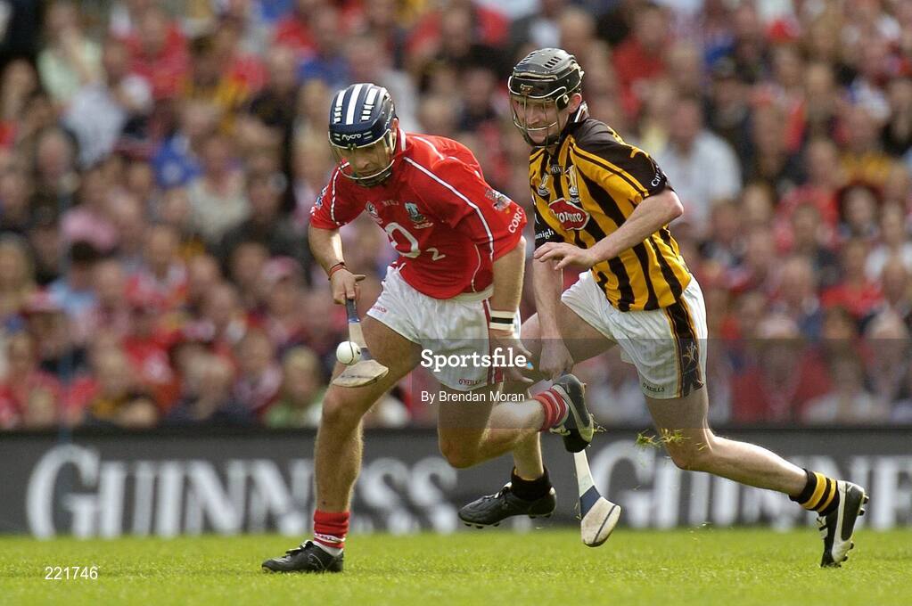 3 September 2006; Ronan Curran, Cork, in action against Martin Comerford, Kilkenny. Guinness All-Ireland Senior Hurling Championship Final, Cork v Kilkenny, Croke Park, Dublin. Picture credit: Brendan Moran / SPORTSFILE