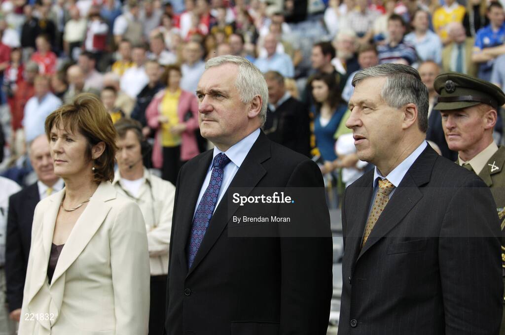 3 September 2006; An Taoiseach Bertie Ahern, TD, on his arrival alongside Ard Stiurthoir of the GAA Liam Mulvihill and his wife Maire. ESB All-Ireland Minor Hurling Championship Final, Galway v Tipperary, Croke Park, Dublin. Picture credit: Brendan Moran / SPORTSFILE
