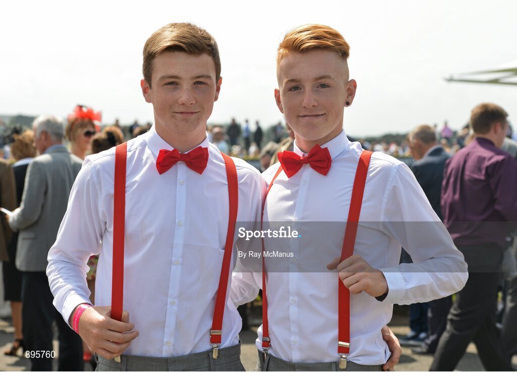 31 July 2014; Pa Ryan, left, and Noel McGrath, from Meelick, Co. Clare, enjoying a day at the races. Galway Racing Festival, Ballybrit, Co. Galway. Picture credit: Ray McManus / SPORTSFILE