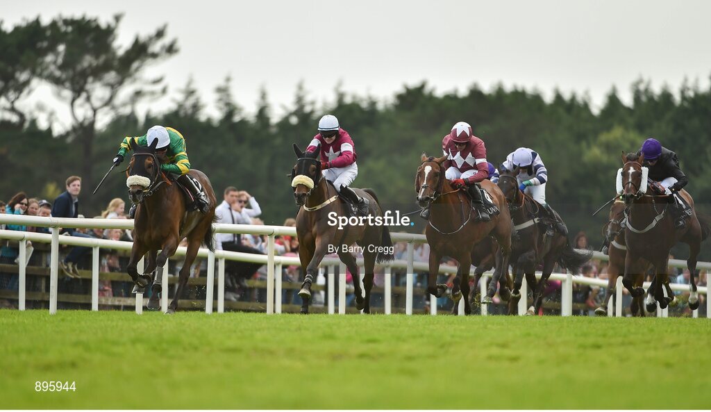 31 July 2014; Thomas Edison, left, with Tony McCoy up, races clear of The Game Changer, with Kevin Sexton up, who finished in third place, and runner up Bayon, with Davy Condon up, on their way to winning the Guinness Galway Hurdle Handicap. Galway Racing Festival, Ballybrit, Co. Galway. Picture credit: Barry Cregg / SPORTSFILE