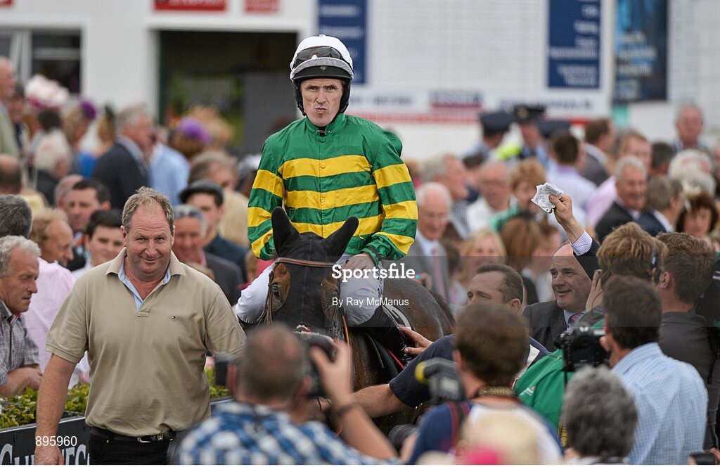 31 July 2014; Jockey Tony McCoy enters the parade ring, on Thomas Edison, after winning the Guinness Galway Hurdle Handicap. Galway Racing Festival, Ballybrit, Co. Galway. Picture credit: Ray McManus / SPORTSFILE