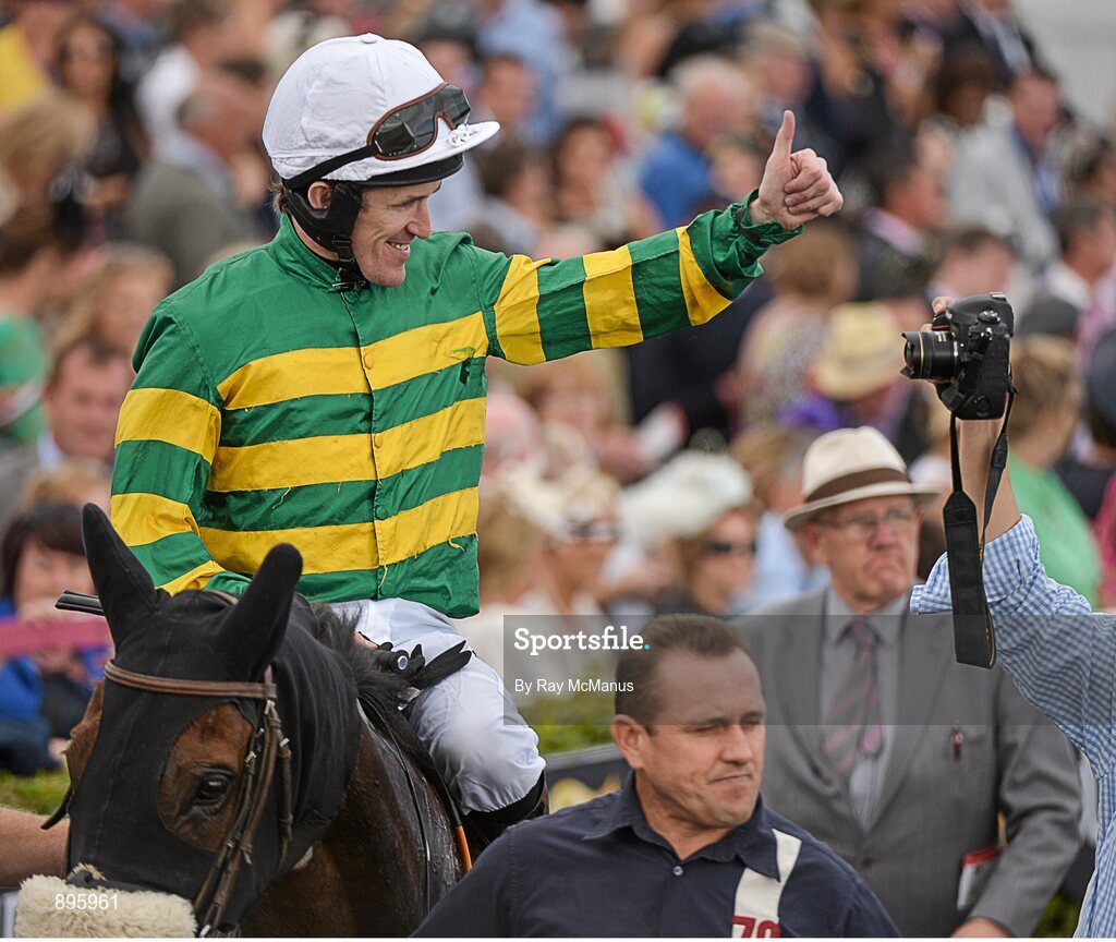 31 July 2014; Jockey Tony McCoy enters the parade ring, on Thomas Edison, after winning the Guinness Galway Hurdle Handicap. Galway Racing Festival, Ballybrit, Co. Galway. Picture credit: Ray McManus / SPORTSFILE