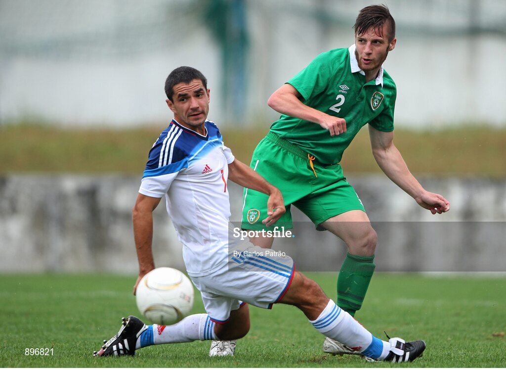 2 August 2014; Darragh Byrne, Ireland, in action against Alexey Chesmin, Russia. 2014 CPISRA Football 7-A-Side European Championship 3rd/4th Place Play-Off, Ireland v Russia, Maia, Portugal. Picture credit: Carlos Patrão / SPORTSFILE