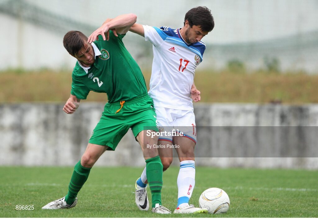 2 August 2014; Darragh Byrne, Ireland, in action against Zaurberk Pagaev, Russia. 2014 CPISRA Football 7-A-Side European Championship 3rd/4th Place Play-Off, Ireland v Russia, Maia, Portugal. Picture credit: Carlos Patrão / SPORTSFILE