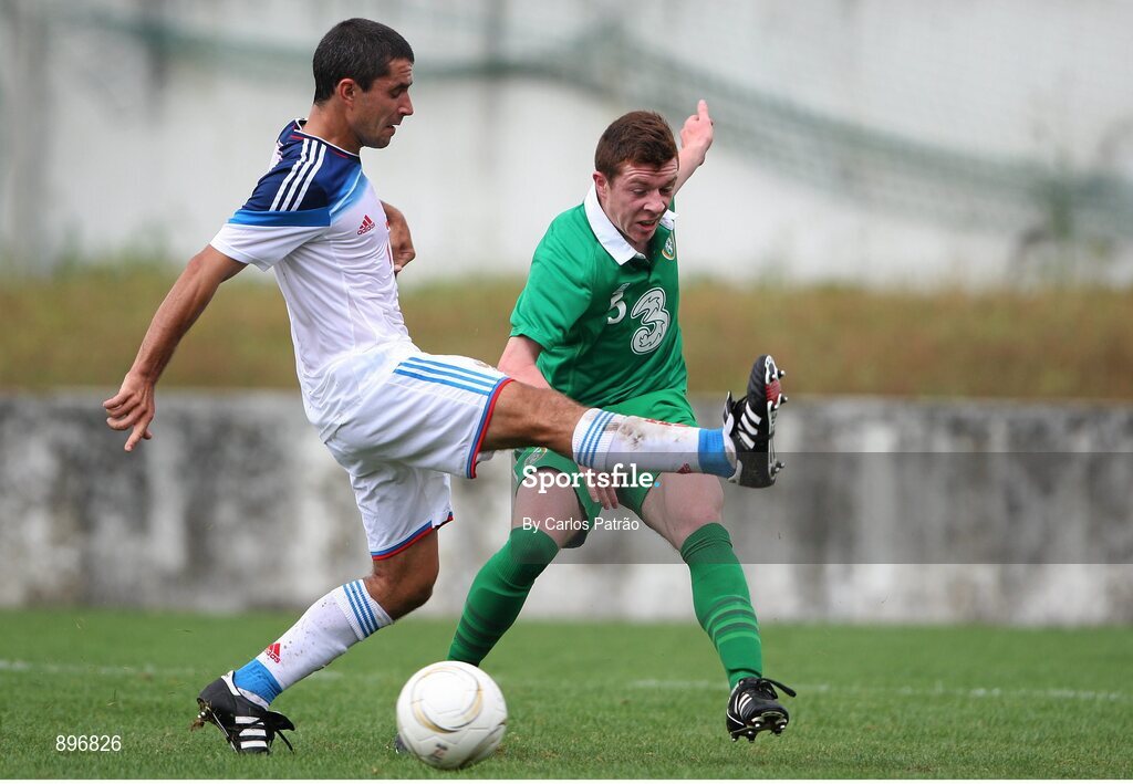 2 August 2014; Podge Leacy , Ireland, in action against Alexey Chesmin, Russia. 2014 CPISRA Football 7-A-Side European Championship 3rd/4th Place Play-Off, Ireland v Russia, Maia, Portugal. Picture credit: Carlos Patrão / SPORTSFILE