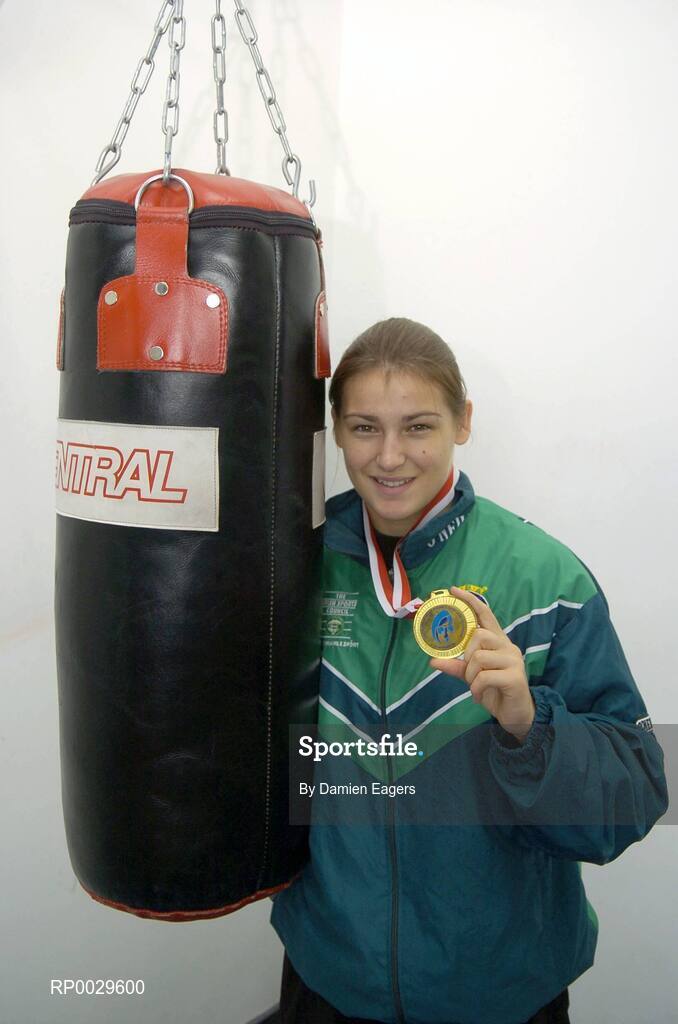 14 September 2006; Irish Boxer and double gold medalist in the Women's European Senior Championship Katie Taylor at an announcement by Minister John O’Donoghue T.D., Miniuster for Arts, Sport and Tourism, of the allocation of more than €2 million under the 'Women in Sport' initiative. This initiative has been developed to encourage girls and women into sport and supporting women's roles within sports organisations. Irishtown Athletic Stadium, Ringsend, Dublin. Picture credit: Damien Eagers / SPORTSFILE