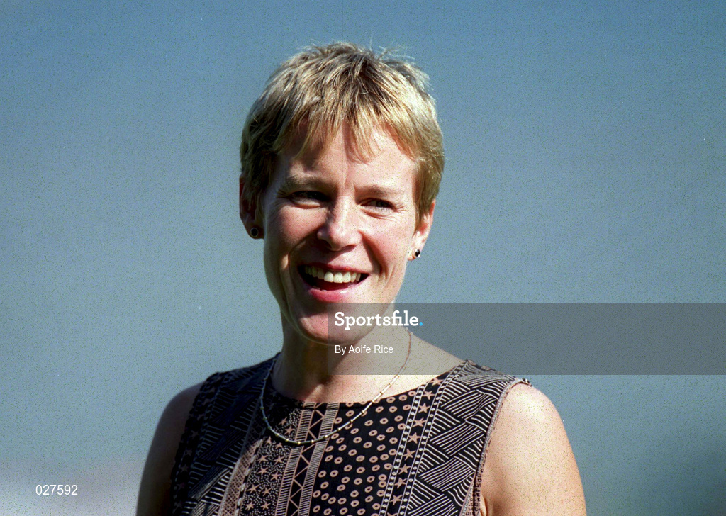 5 September 1999; Angela Downey, part of the 1974 All-Ireland winning Kilkenny team, is introduced to the crowd before the Bórd na Gaeilge All-Ireland Senior Camogie Championship Final between Tipperary and Kilkenny. Photo by Aoife Rice/Sportsfile