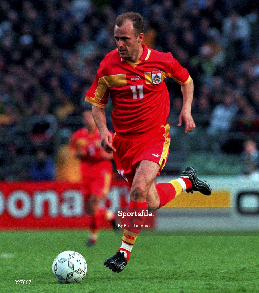 9 June 1999; Artim Sakiri of Macedonia during the UEFA European Championships Qualifying Group 8 match between Republic of Ireland and FYR Macedonia at Lansdowne Road in Dublin. Photo by Brendan Moran/Sportsfile
