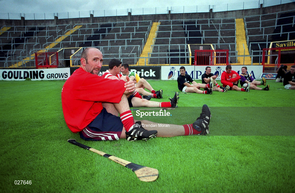 30 August 1999; Cork's Brian Corcoran during a training session, at Páirc Uí Chaoimh in Cork, in advance of the Guinness All-Ireland Senior Hurling Championship Final. Photo by Brendan Moran/Sportsfile