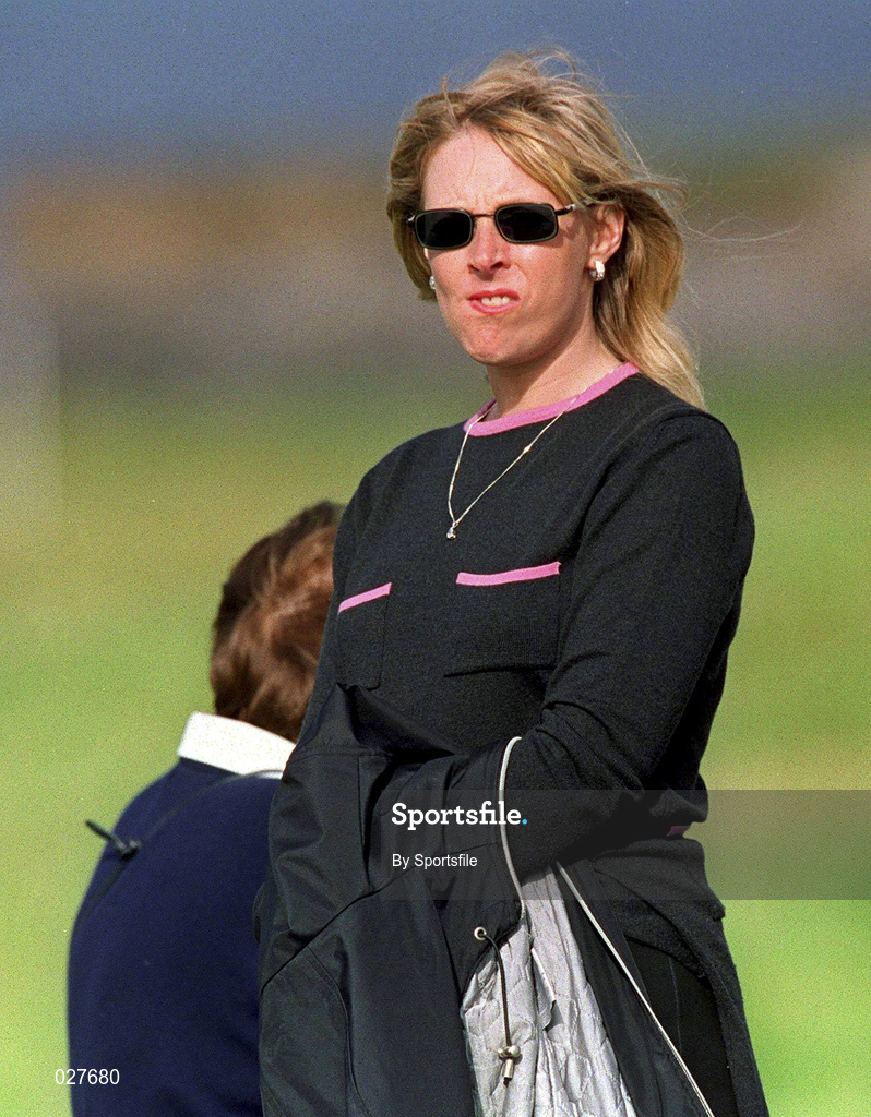 30 July 1999; Caroline Harrington, wife of Ireland's Padraig Harrington, watches on during the opening round of the Smurfit European Open at The K Club in Straffan, Kildare. Photo by Sportsfile