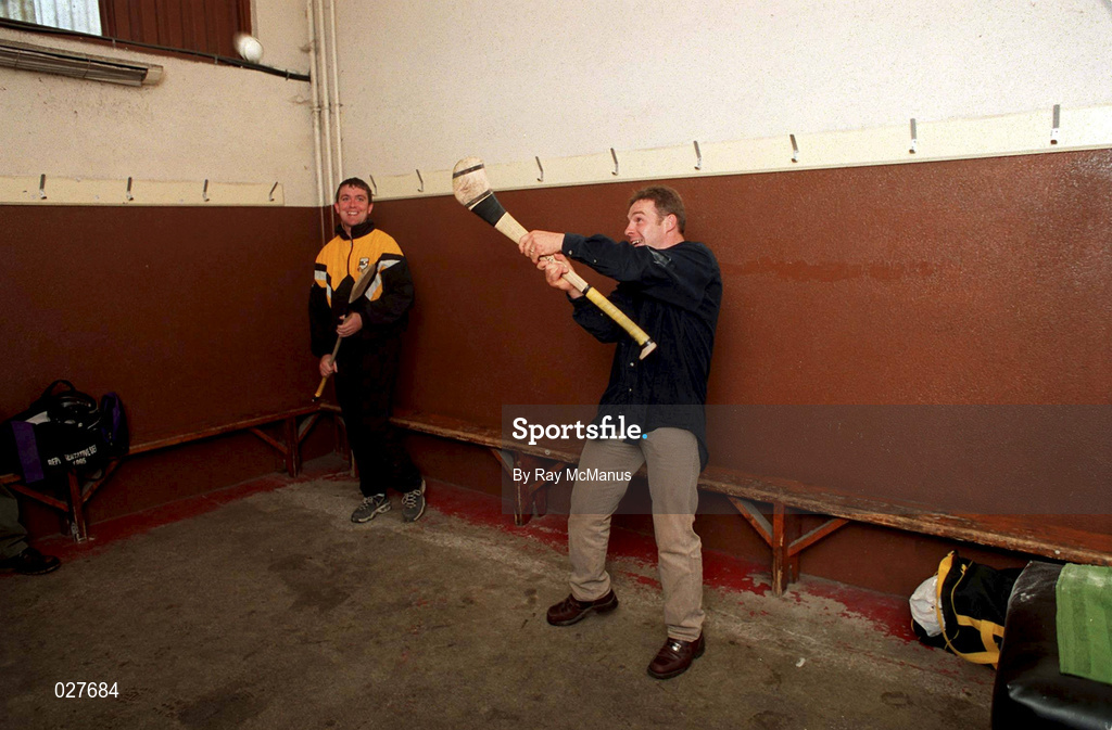 1 September 1999; Kilkenny's James McGarry, left, and Charlie Carter in the dressing room prior to a training session, at Nowlan Park, Kilkenny, in advance of the Guinness All-Ireland Senior Hurling Championship Final. Photo by Ray McManus/Sportsfile