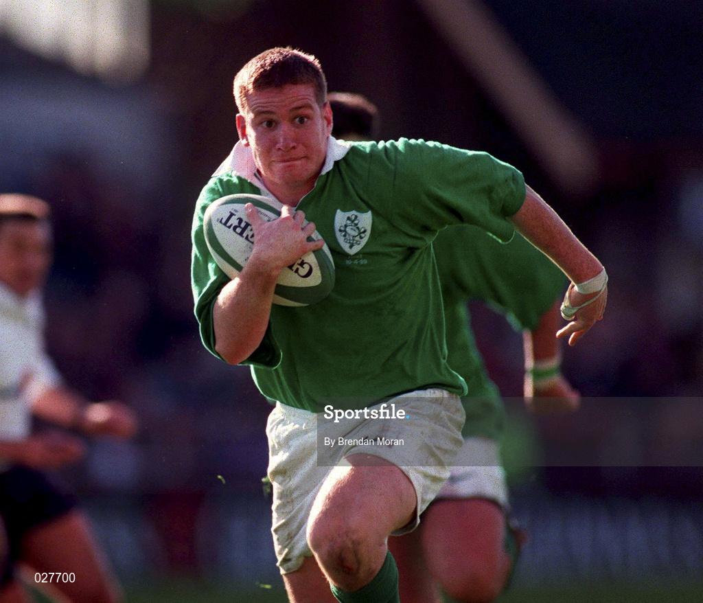 10 April 1999; Ciaran Scally of Ireland during the Rugby International match between Ireland and Italy at Lansdowne Road in Dublin. Photo by Brendan Moran/Sportsfile