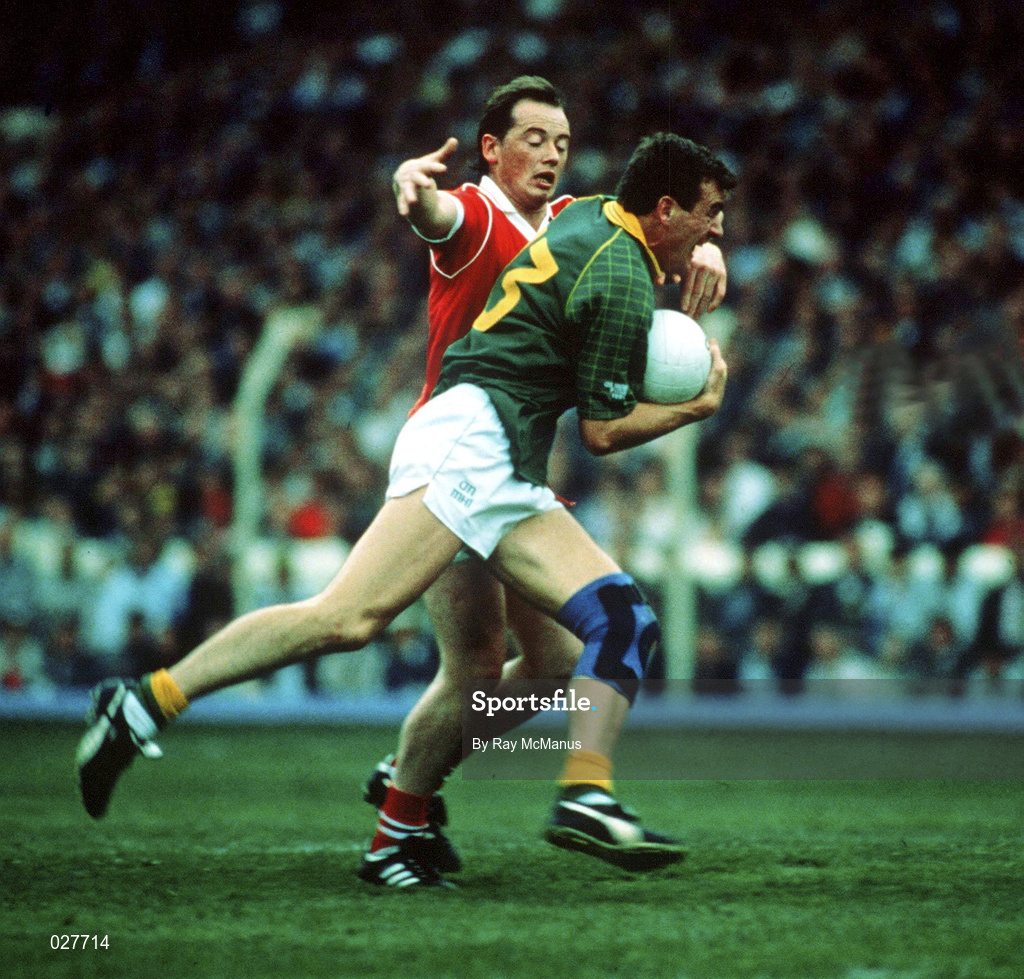 16 September 1990; Colm O'Rourke of Meath in action against Niall Cahalane of Cork during the All-Ireland Senior Football Championship Final between Cork and Meath at Croke Park in Dublin. Photo by Ray McManus/Sportsfile