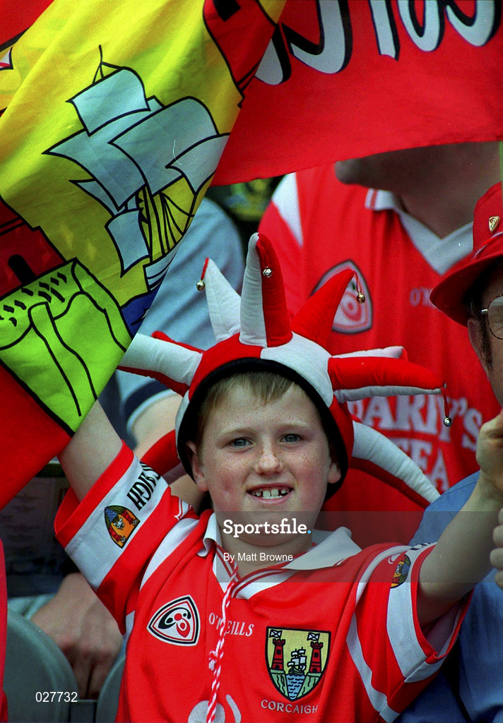 22 August 1999;  A young Cork supporter during the Bank of Ireland All-Ireland Senior Football Championship Semi-Final match between Cork and Mayo at Croke Park in Dublin. Photo by Matt Browne/Sportsfile