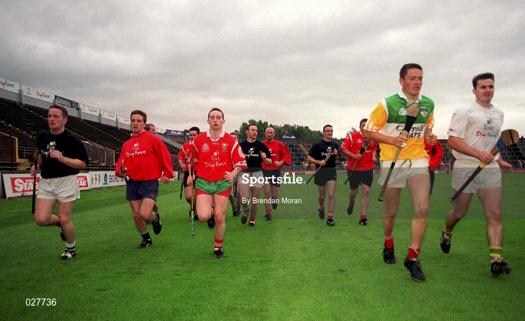 30 August 1999; Cork players during a training session, at Páirc Uí Chaoimh in Cork, in advance of the Guinness All-Ireland Senior Hurling Championship Final. Photo by Brendan Moran/Sportsfile