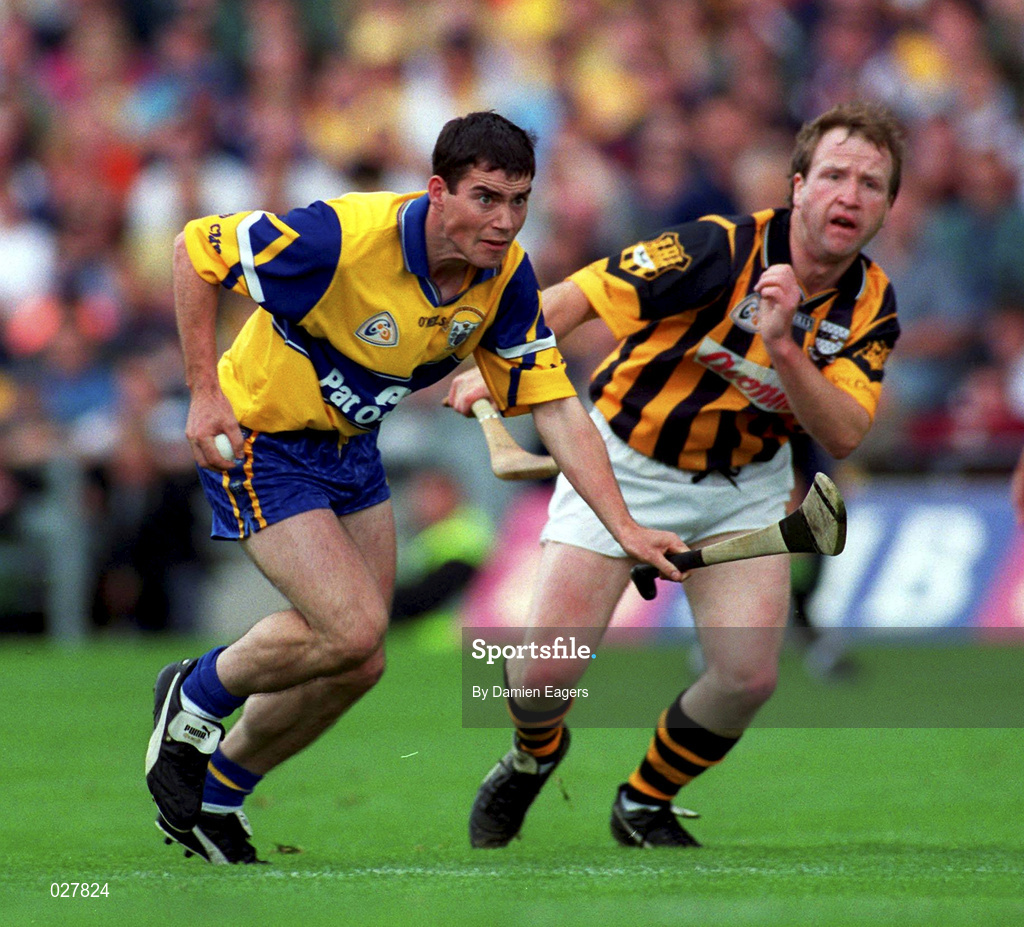15 August 1999; David Forde of Clare in action against Willie O'Connor of Kilkenny during the Guinness All-Ireland Senior Hurling Championship Semi-Final match between Kilkenny and Clare at Croke Park in Dublin. Photo by Damien Eagers/Sportsfile