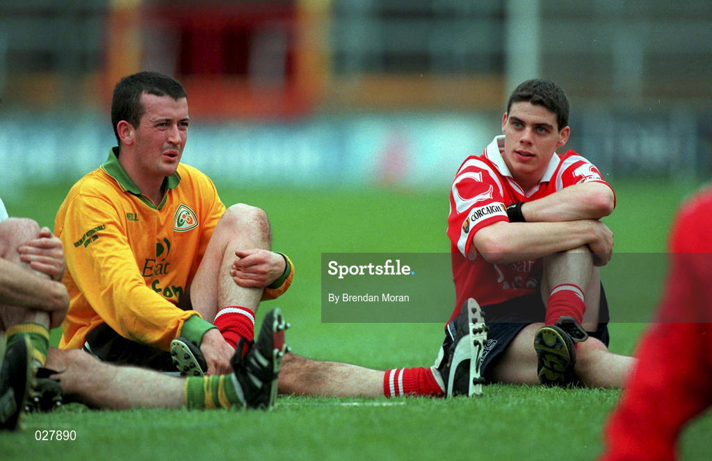 30 August 1999; Donal Óg Cusack, left, and Neil Ronan during a training session, at Páirc Uí Chaoimh in Cork, in advance of the Guinness All-Ireland Senior Hurling Championship Final. Photo by Brendan Moran/Sportsfile