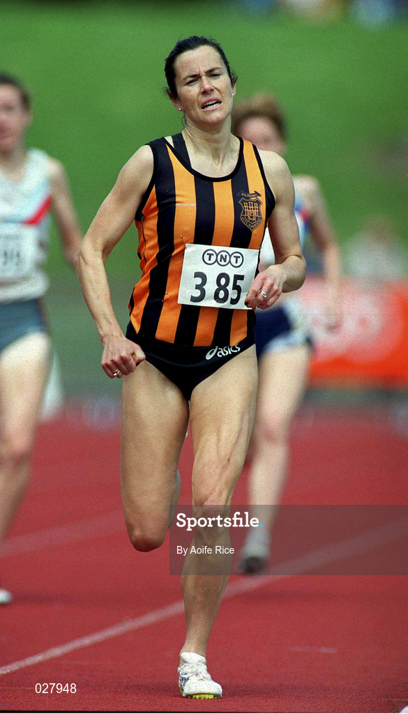25 July 1999; Geraldine Nolan of Kilkenny City Harriers AC on her way to taking third place in the women's 800m event during day two of the TNT Irish National Senior Track & Field Championships at Santry Stadium in Dublin. Photo by Aoife Rice/Sportsfile