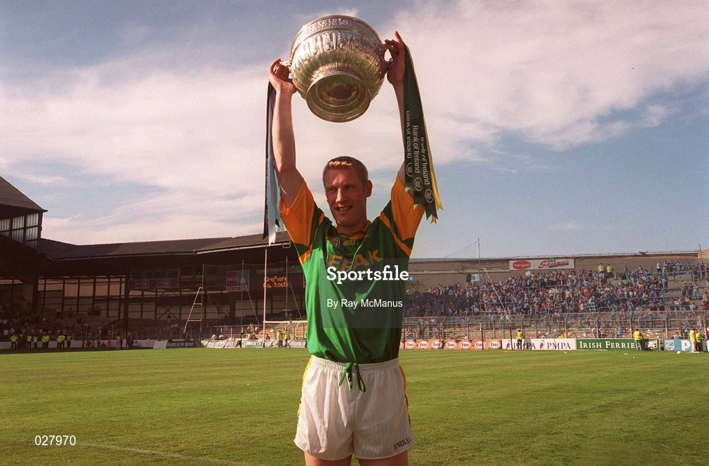 1 August 1999; Meath captain Graham Geraghty celebrates following the Bank of Ireland Leinster Senior Football Championship Final between Meath and Dublin at Croke Park in Dublin. Photo by Ray McManus/Sportsfile
