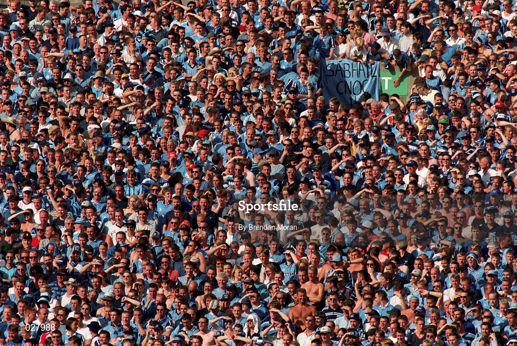 1 August 1999; Dublin supporters on Hill 16 during the Bank of Ireland Leinster Senior Football Championship Final between Meath and Dublin at Croke Park in Dublin. Photo by Brendan Moran/Sportsfile