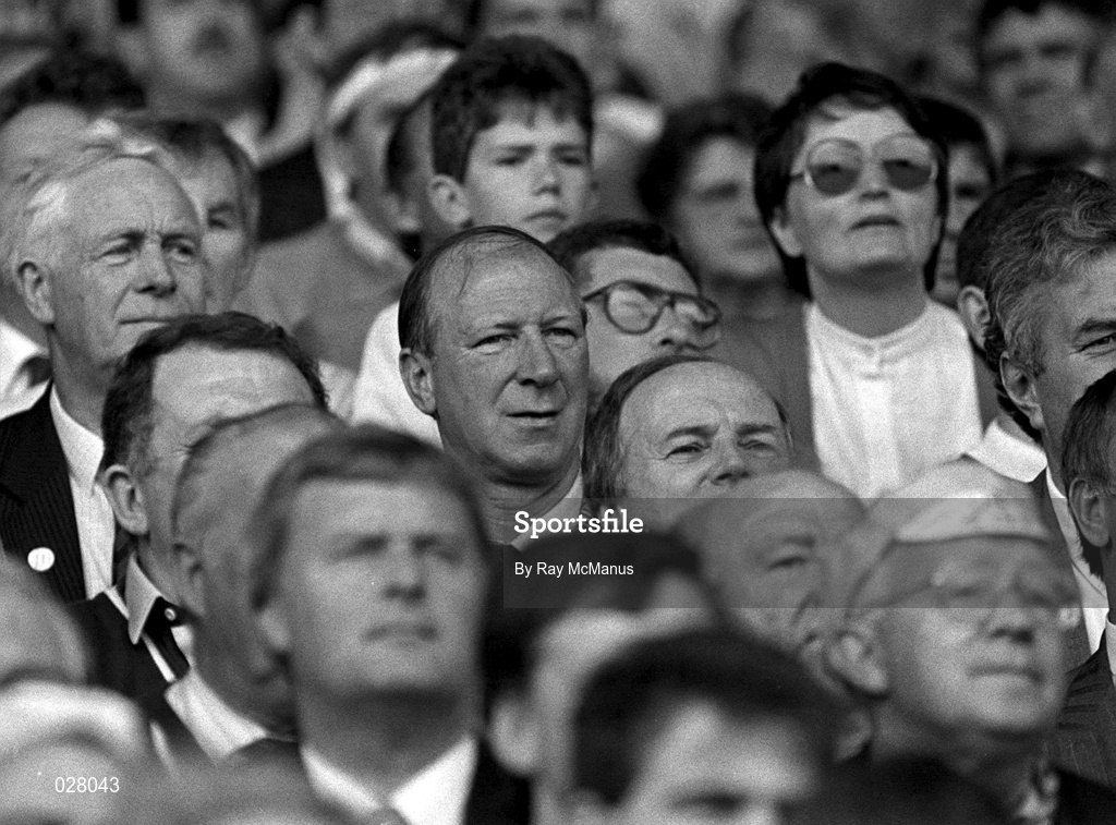 3 September 1989; Former Republic of Ireland manager Jack Charlton watches on during the All-Ireland Senior Hurling Championship Final between Tipperary and Antrim at Croke Park in Dublin. Photo by Ray McManus/Sportsfile