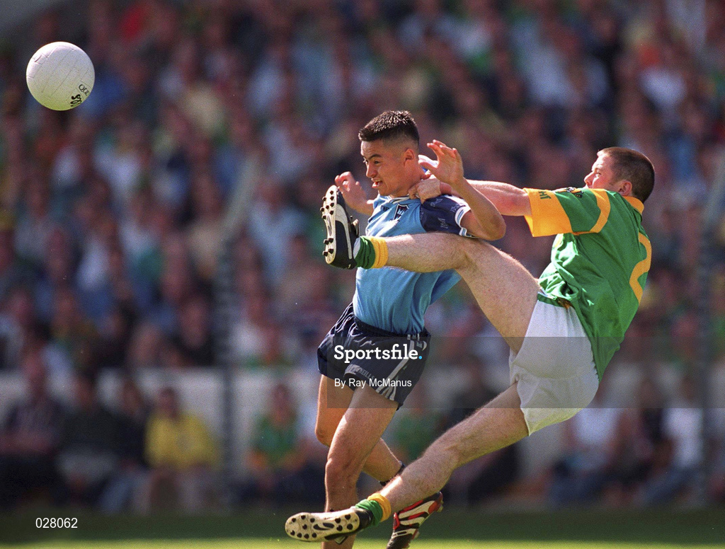 1 August 1999; Jason Sherlock of Dublin in action against Mark O'Reilly of Meath during the Bank of Ireland Leinster Senior Football Championship Final between Meath and Dublin at Croke Park in Dublin. Photo by Ray McManus/Sportsfile