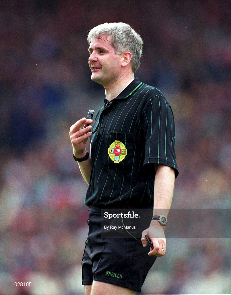 22 August 1999; Referee John Bannon during the Bank of Ireland All-Ireland Senior Football Championship Semi-Final match between Cork and Mayo at Croke Park in Dublin. Photo by Ray McManus/Sportsfile