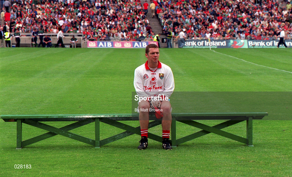 22 August 1999; Cork goalkeeper Kevin O'Dwyer awaits his team-mates for their team photograph prior to the Bank of Ireland All-Ireland Senior Football Championship Semi-Final match between Cork and Mayo at Croke Park in Dublin. Photo by Matt Browne/Sportsfile