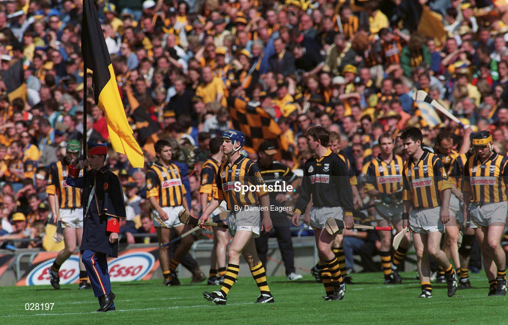 15 August 1999; Kilkenny captain Denis Byrne leads his side in the pre-match parade ahead of the Guinness All-Ireland Senior Hurling Championship Semi-Final match between Kilkenny and Clare at Croke Park in Dublin. Photo by Damien Eagers/Sportsfile