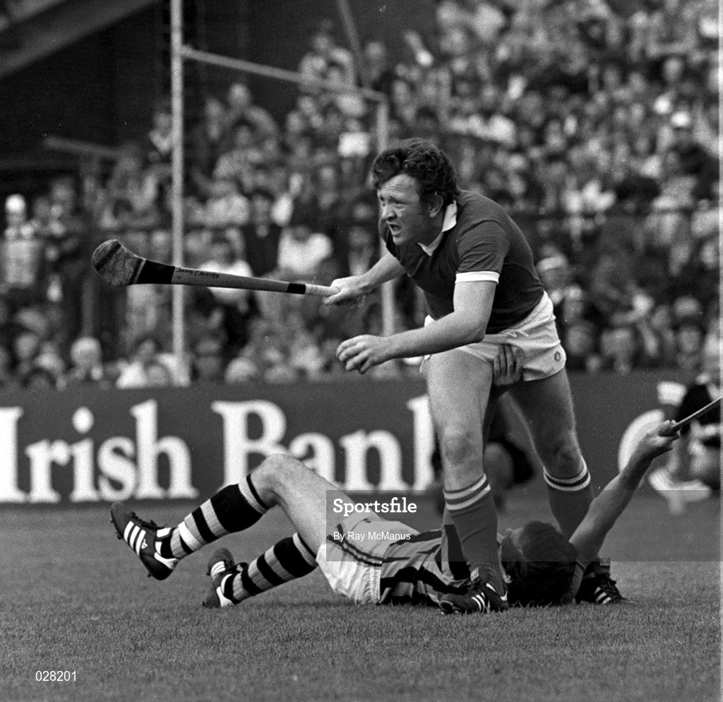 2 September 1983; John Crowley of Cork in action against Billy Fitzpatrick of Kilkenny during the All-Ireland Senior Hurling Championship Final between Kilkenny and Cork at Croke Park in Dublin. Photo by Ray McManus/Sportsfile