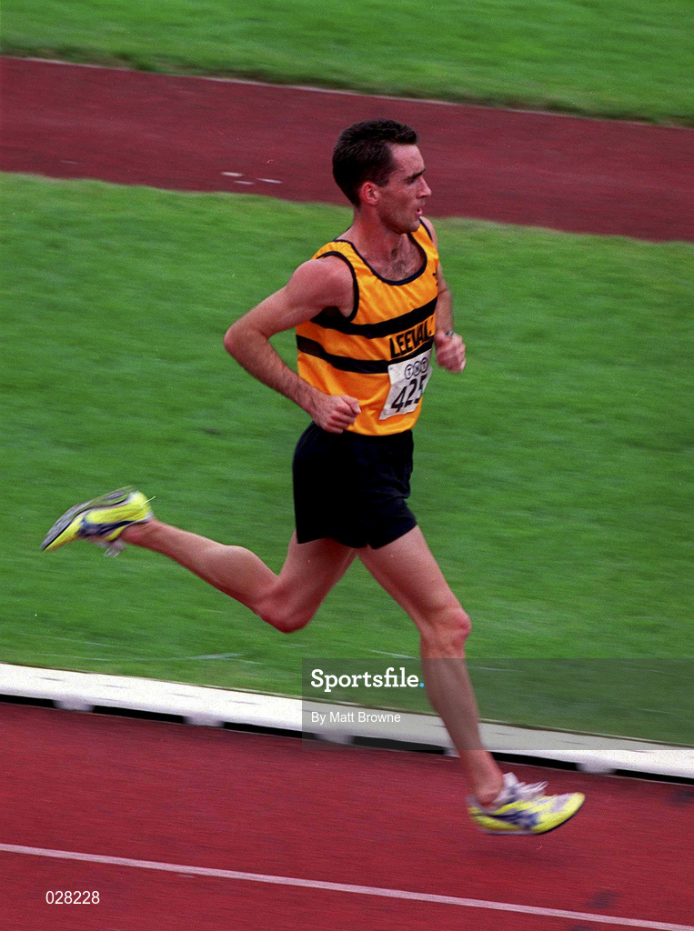 25 July 1999; Mark Carroll of Leevale AC on is way to winning the men's 5000m event during day two of the TNT Irish National Senior Track & Field Championships at Santry Stadium in Dublin. Photo by Matt Browne/Sportsfile