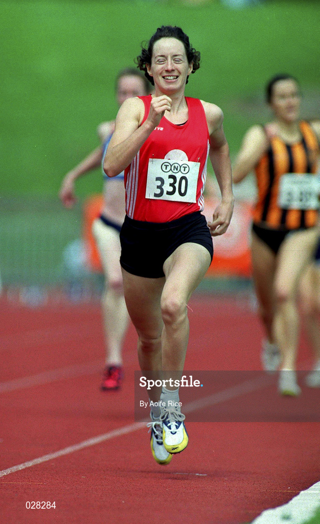 25 July 1999: Maura Prenderville of UCC AC on her way to winning the women's 800m event during day two of the TNT Irish National Senior Track & Field Championships at Santry Stadium in Dublin. Photo by Aoife Rice/Sportsfile