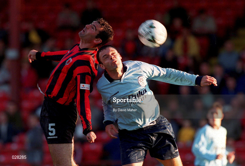 20 August 1999; Maurice O' Driscoll of Bohemians in action against Gary Haylock of Shelbourne during the Eircom League Premier Division match between Bohemians and Shelbourne at Tolka Park in Dublin. Photo by David Maher/Sportsfile