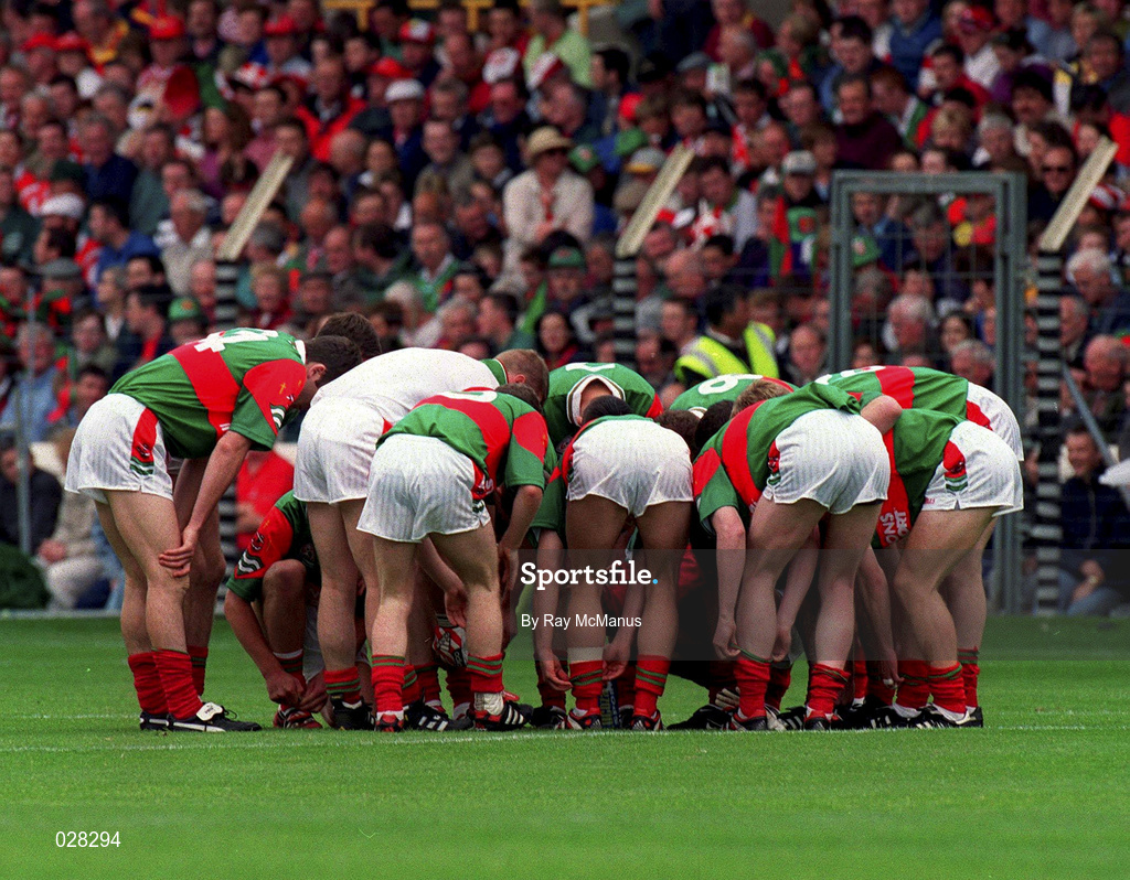 22 August 1999; The Mayo team prior to the Bank of Ireland All-Ireland Senior Football Championship Semi-Final match between Cork and Mayo at Croke Park in Dublin. Photo by Ray McManus/Sportsfile