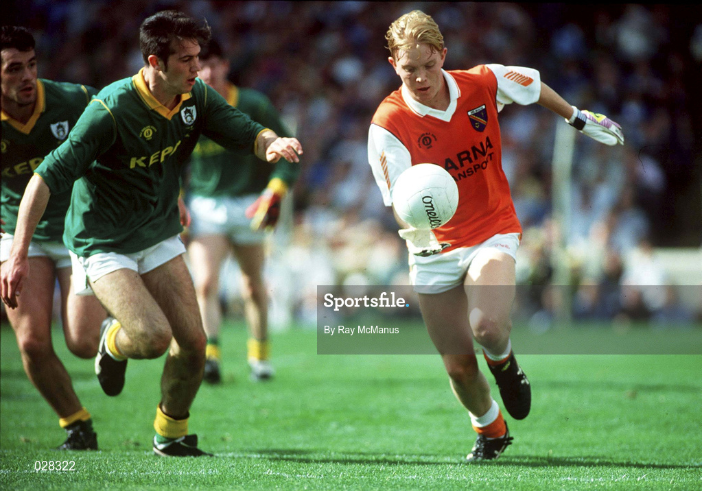 20 September 1992; Paul Nestor of Meath in action against Conor Wilson of Armagh during the All-Ireland Minor Football Championship Final between Meath and Armagh at Croke Park in Dublin. at Croke Park in Dublin. Photo by Ray McManus/Sportsfile