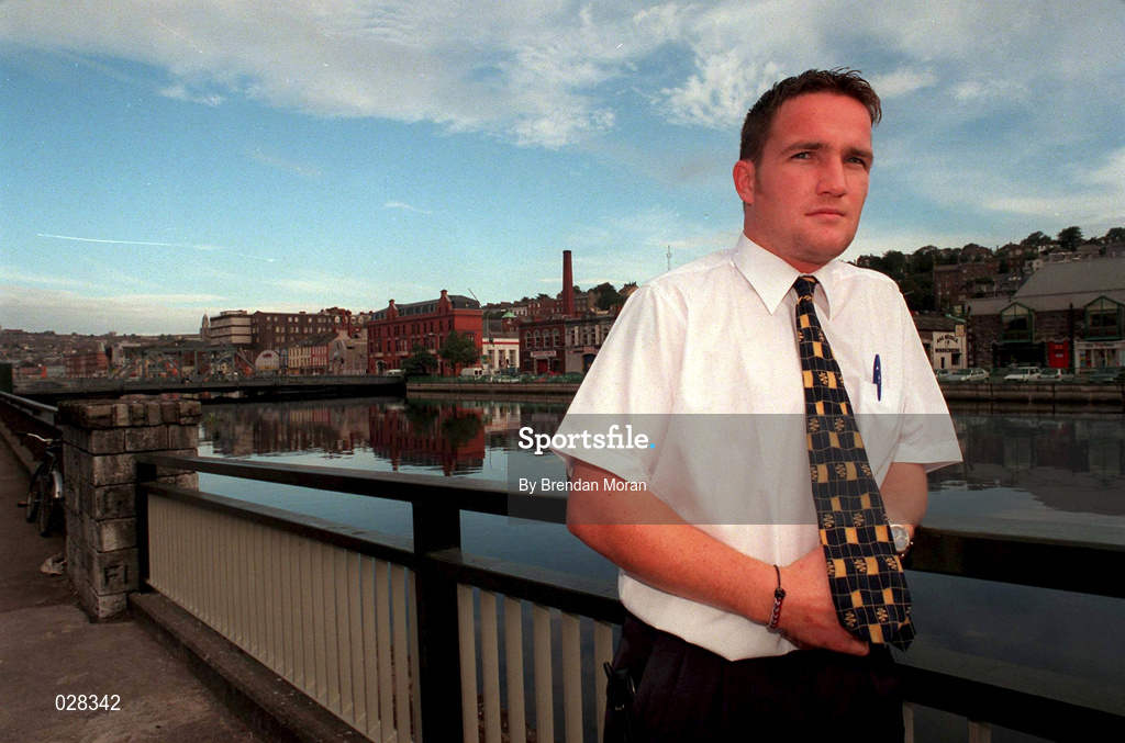 30 August 1999; Michael O'Connell poses for a portrait overlooking the River Lee in advance of the Guinness All-Ireland Senior Hurling Championship Final. Photo by Brendan Moran/Sportsfile