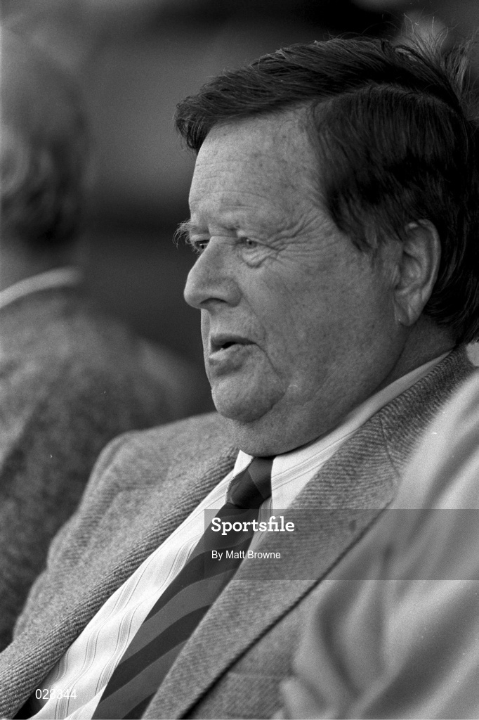 29 July 1990; Commentator Michael O'Hehir watches on during the Leinster Senior Football Championship Final between Meath and Dublin at Croke Park in Dublin. Photo by Ray McManus/Sportsfile