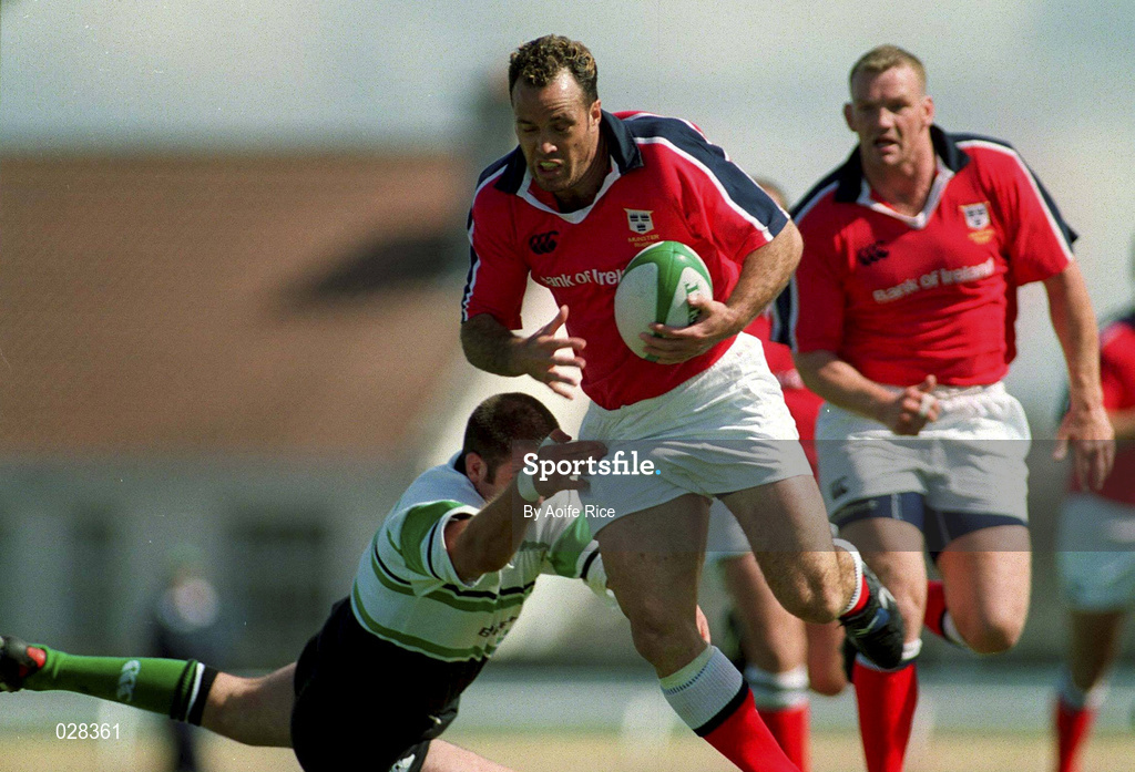 14 August 1999; Mike Mullins of Munster is tackled by John Casserly of Connacht during the Guinness Interprovincial Championship match between Connacht and Munster at The Sportsground in Galway. Photo by Aoife Rice/Sportsfile