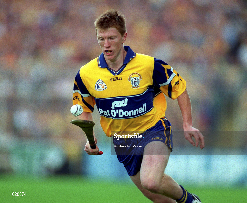 15 August 1999; Niall Gilligan of Clare during the Guinness All-Ireland Senior Hurling Championship Semi-Final match between Kilkenny and Clare at Croke Park in Dublin. Photo by Brendan Moran/Sportsfile