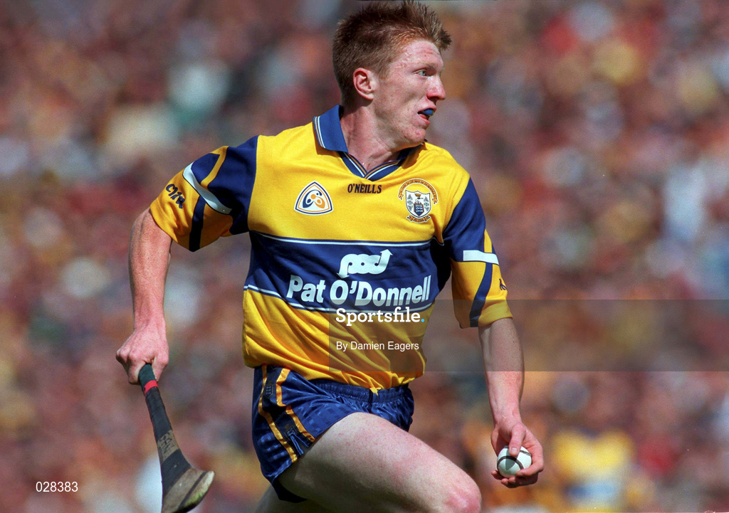 15 August 1999; Niall Gilligan of Clare during the Guinness All-Ireland Senior Hurling Championship Semi-Final match between Kilkenny and Clare at Croke Park in Dublin. Photo by Damien Eagers/Sportsfile
