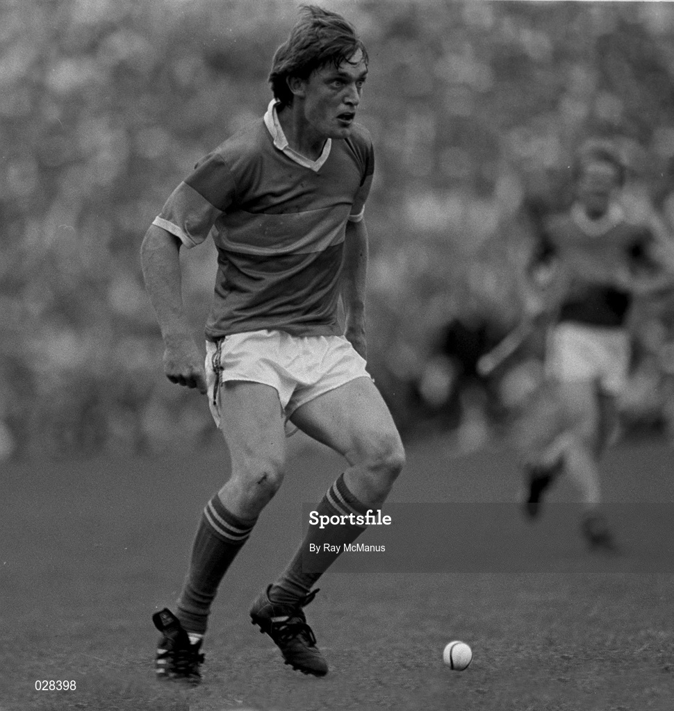 12 July 1987; Nicky English of Tipperary kicks the ball, after losing his hurl, during the Munster Senior Hurling Championship Final between Tipperary and Cork at Semple Stadium in Thurles, Tipperary. Photo by Ray McManus/Sportsfile