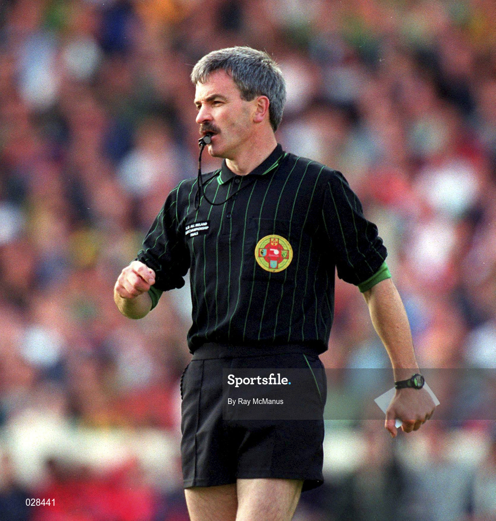 29 August 1999; Referee Paddy Russell during the Bank of Ireland All-Ireland Senior Football Championship Semi-Final match between Meath and Armagh at Croke Park in Dublin. Photo by Ray McManus/Sportsfile