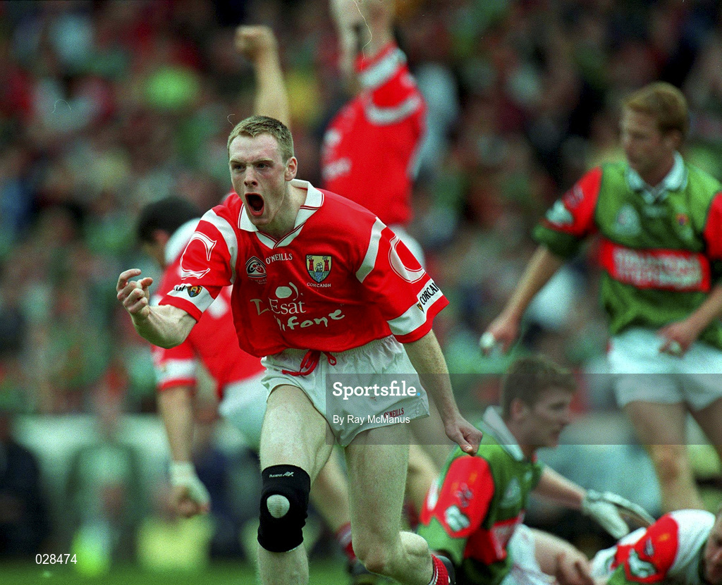 22 August 1999; Philip Clifford of Cork celebrates after scoring his side's first goal during the Bank of Ireland All-Ireland Senior Football Championship Semi-Final match between Cork and Mayo at Croke Park in Dublin. Photo by Ray McManus/Sportsfile