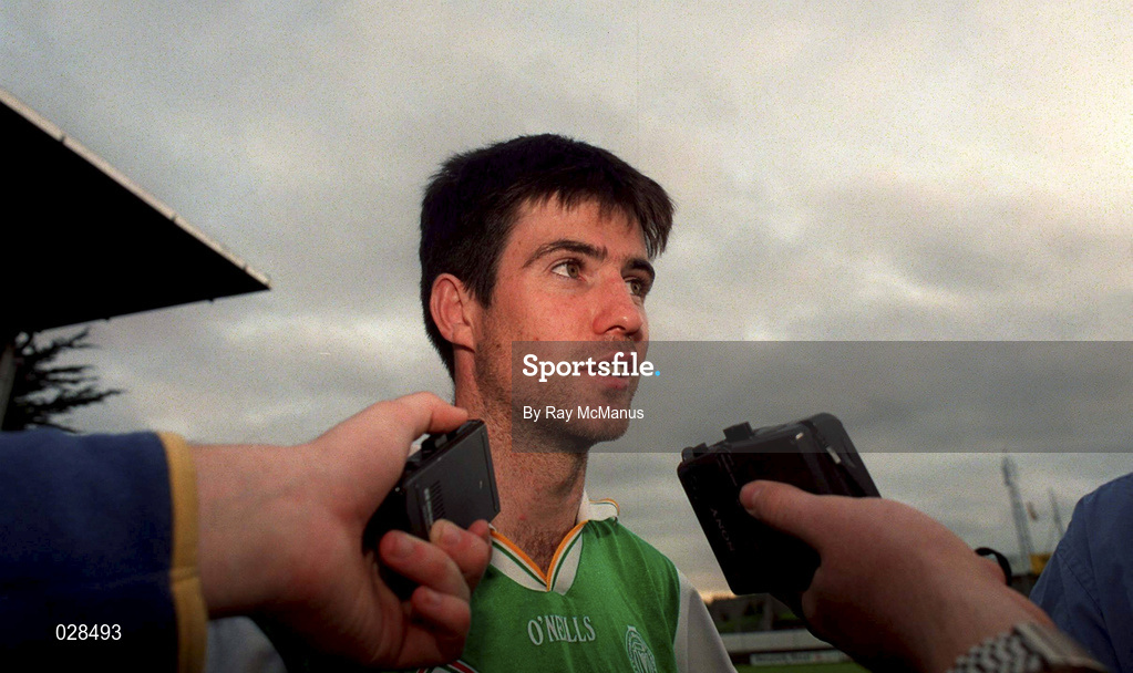 1 September 1999; Kilkenny's Philip Larkin speaks to the press during a training session, at Nowlan Park, Kilkenny, in advance of the Guinness All-Ireland Senior Hurling Championship Final. Photo by Ray McManus/Sportsfile