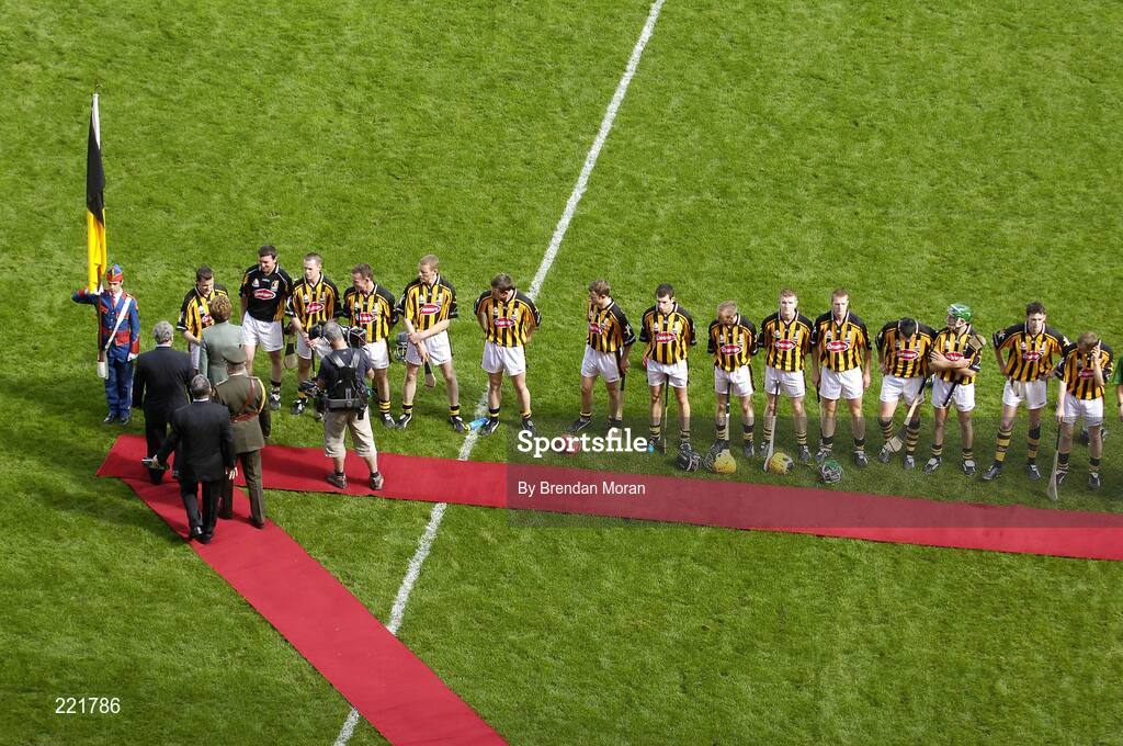 3 September 2006; Kilkenny captain Jackie Tyrrell greets President Mary McAleese before introducing her to the Kilkenny team. Guinness All-Ireland Senior Hurling Championship Final, Cork v Kilkenny, Croke Park, Dublin. Picture credit: Brendan Moran / SPORTSFILE