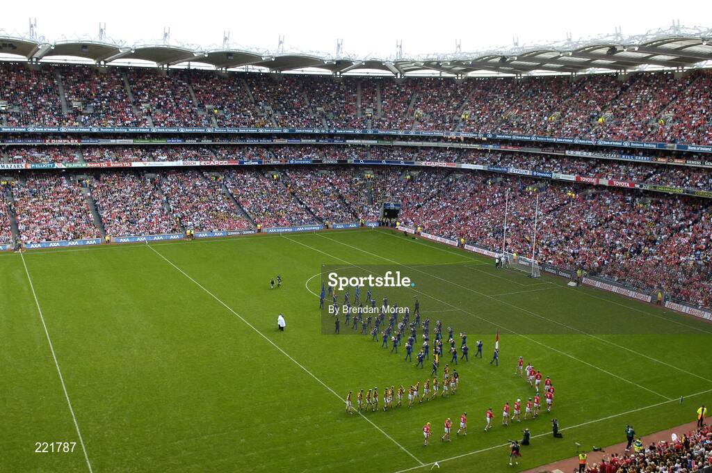 3 September 2006; The Cork and Kilkenny march behind the Artane Boys Band during the pre-match parade. Guinness All-Ireland Senior Hurling Championship Final, Cork v Kilkenny, Croke Park, Dublin. Picture credit: Brendan Moran / SPORTSFILE