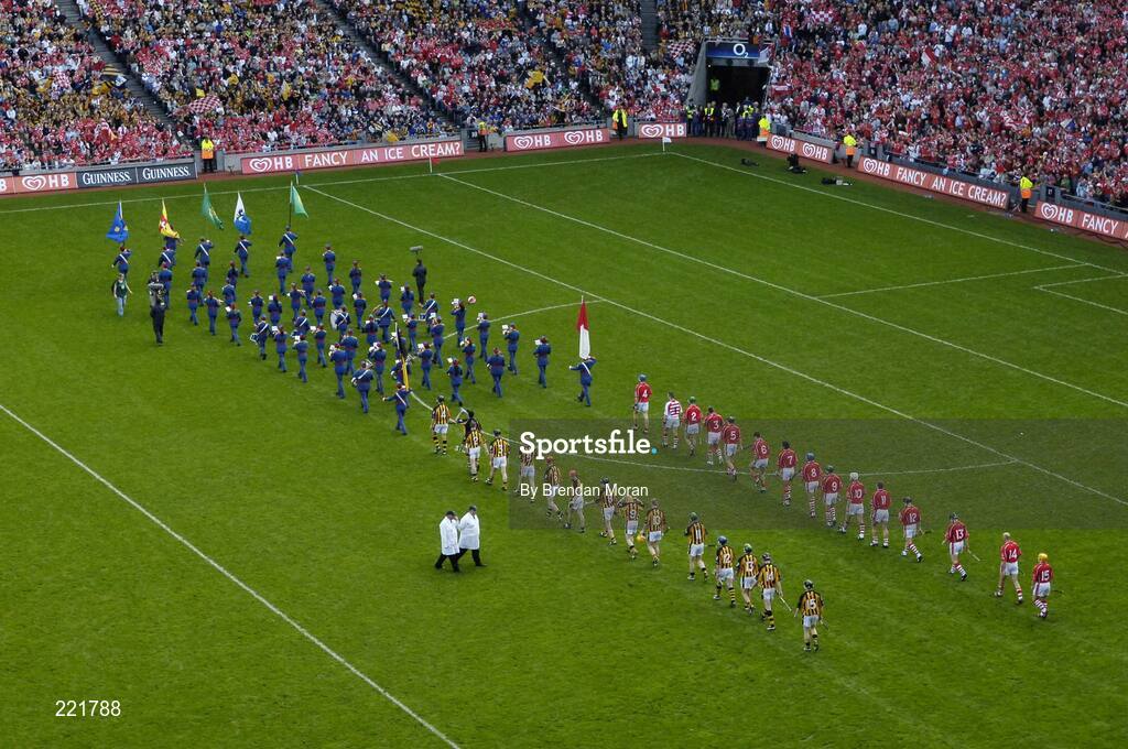 3 September 2006; The Cork and Kilkenny teams march behind the Artane Boys Band during the pre-match parade. Guinness All-Ireland Senior Hurling Championship Final, Cork v Kilkenny, Croke Park, Dublin. Picture credit: Brendan Moran / SPORTSFILE
