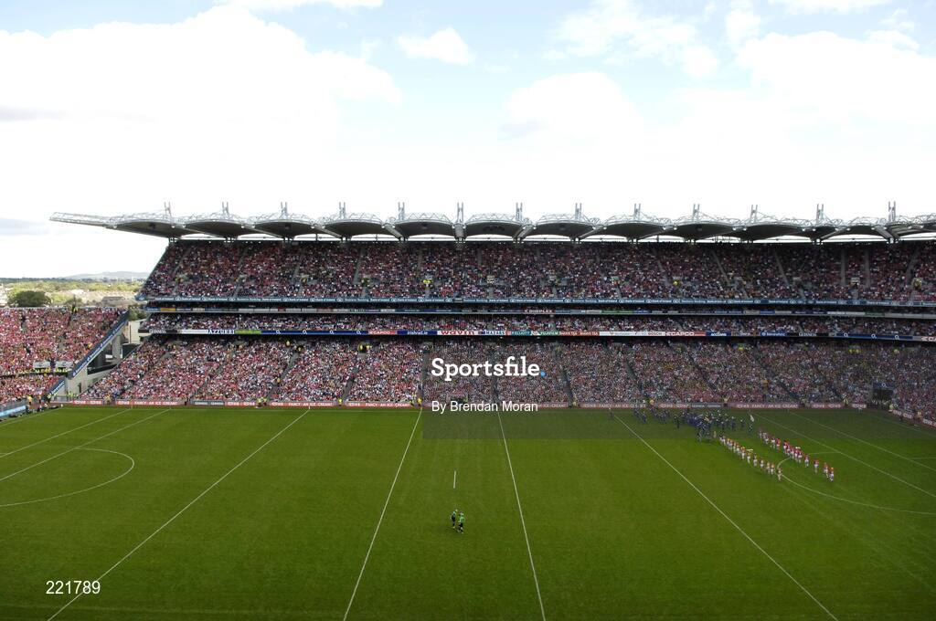 3 September 2006; The Cork and Kilkenny teams march behind the Artane Boys Band during the pre-match parade. Guinness All-Ireland Senior Hurling Championship Final, Cork v Kilkenny, Croke Park, Dublin. Picture credit: Brendan Moran / SPORTSFILE